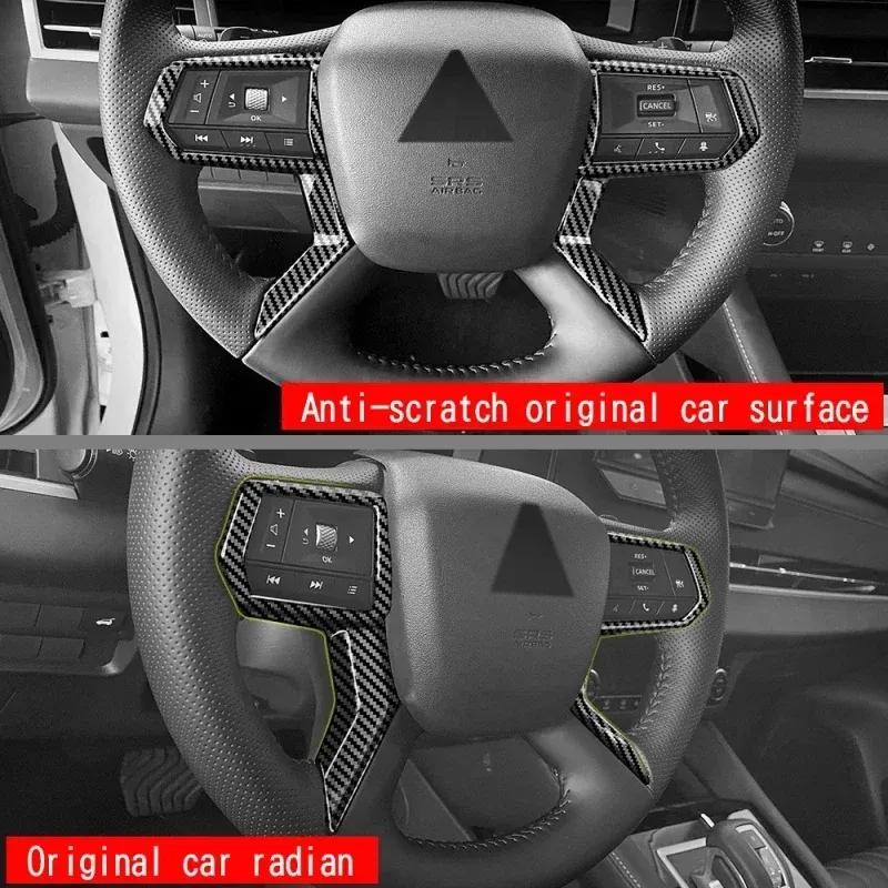 For Mitsubishi Outlander   2024 Carbon Fiber black Steering Wheel Frame Cover Interior direction control Panel Stickers