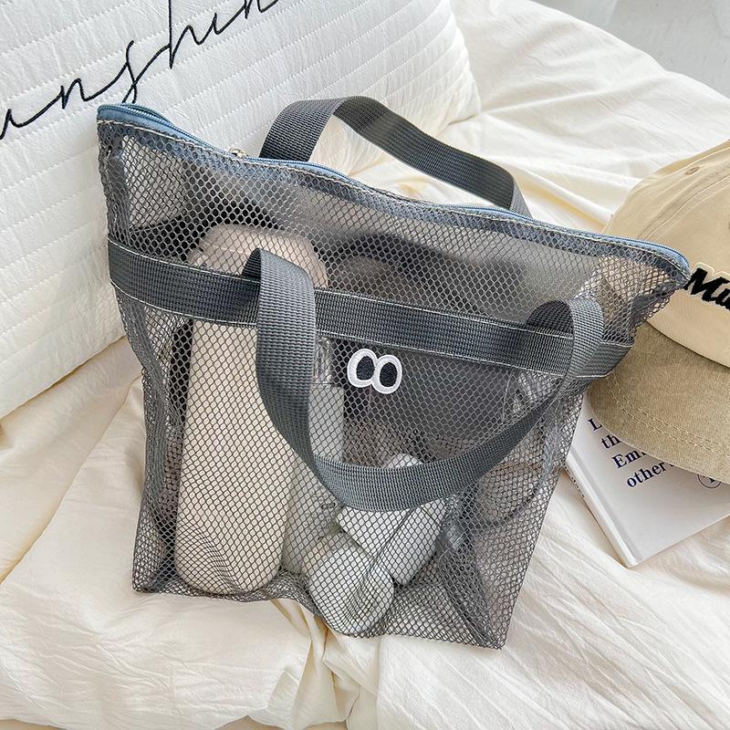 Large Portable Storage Bag For Seaside Vacation Mesh Handbag For Swimming And Fitness Portable Storage Bag For Toiletries