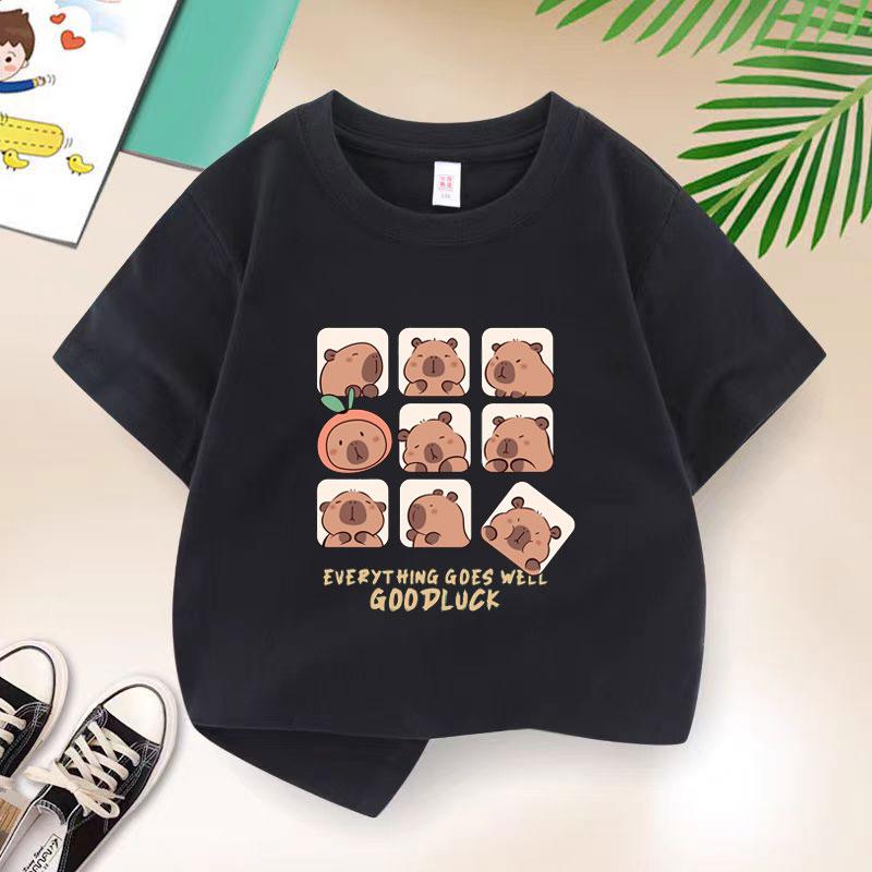 Cute Bear Graphic Print Baby Boys T-shirt White Tops Tee New Summer Cartoon Kids T Shirt Teen