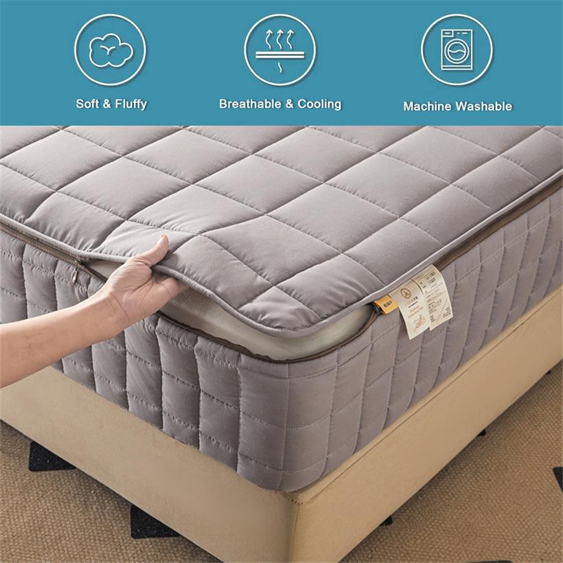 5-Sides Fuffy Enclosed Mattress Cover with Zipper Dust-Proof Fitted Sheet for Double Queen King Bed Thicken Mattress Protector