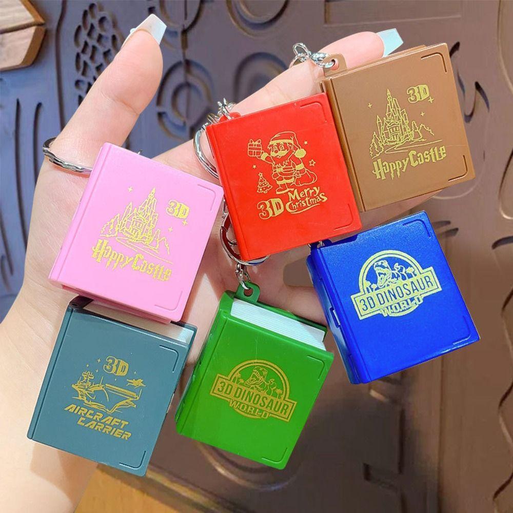 Novelty Design 3D Folding Book Keychain Foldable Fantasy World Keyring Birthday Gift