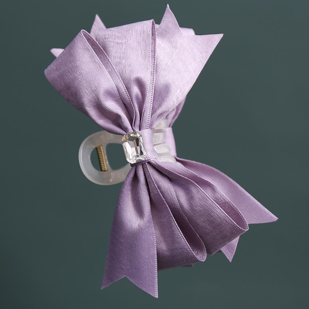 Elegant Pink Mermaid Rhinestone Bow Hair Clip for Women - Luxurious Shark Clip for Buns