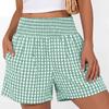 Women's Plaid Loose Fit Shorts with Pockets for Summer Beach and Vacation Wear