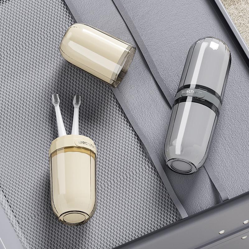 Convenient Travel Toothbrush & Mouthwash Cup Set with Storage - Essential for Easy Toiletry Organization