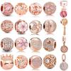 New Trinketspure Copper Rose Gold Circular Hollowed-Out Petals Pendant Beads Fit Original Charms Bracelet Diy Women Jewelry