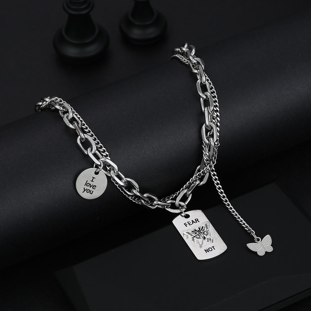 Unisex Retro Lightning Pendant Necklace: Titanium Steel European-American Trend