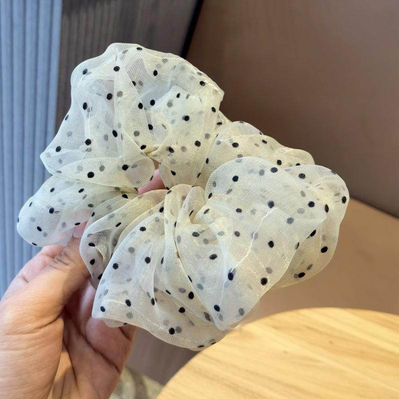 Akcesoria do włosów, Organza w kropki, Duży pierścień jelita grubego, Gumka do włosów.