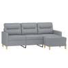 Vidaxl 3-Seater Sofa with Footstool, Light Gray, 180 Cm, Fabric