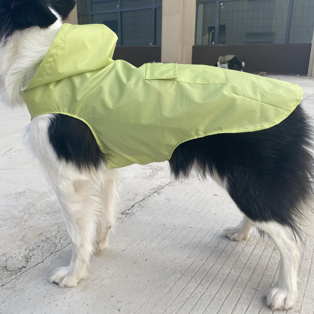 Reflective Large Breed Dog Rain Poncho - Waterproof & Windproof Hooded Raincoat