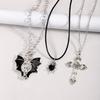 Multi Layer Black Beaded Cross Bat Heart Star Gothic Stacked Clavicle Necklace For Women
