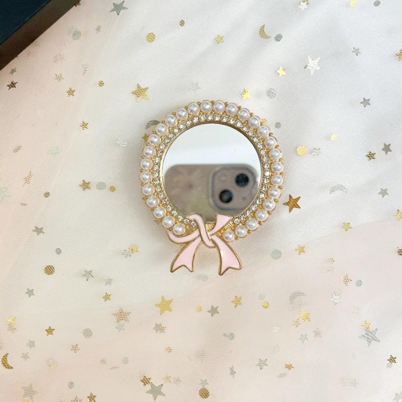Pearl Mirror Bowknot Royal Crown Suport telefon drăguț Inel pentru Iphone Universal Android Suport telefon pliabil pentru doamnă, femei, fată
