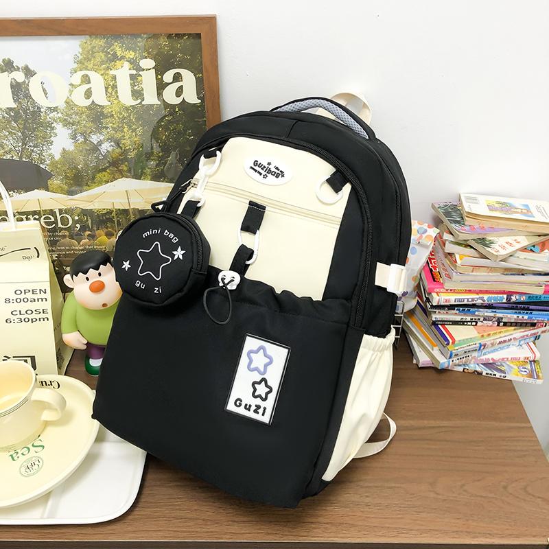 Dámský batoh Color Block pro studenty střední školy Schoolbag Star Velkokapacitní batoh