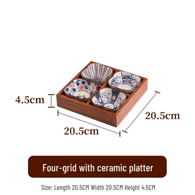 ZISIZ Sapele Wood Serving Tray with 6 Compartments