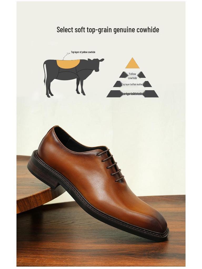 VIP Exclusive Men's Brown Leather Oxford Shoes - Summer Wedding & Business Formal Square Toe British Style