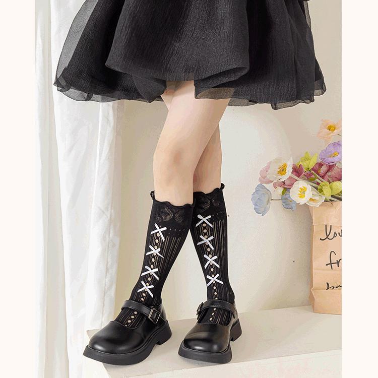 Children Flocking Hair Hair Christmas Cute Girl Hollow Out Tube Fishnet Stockings Sweet Girl Stockings