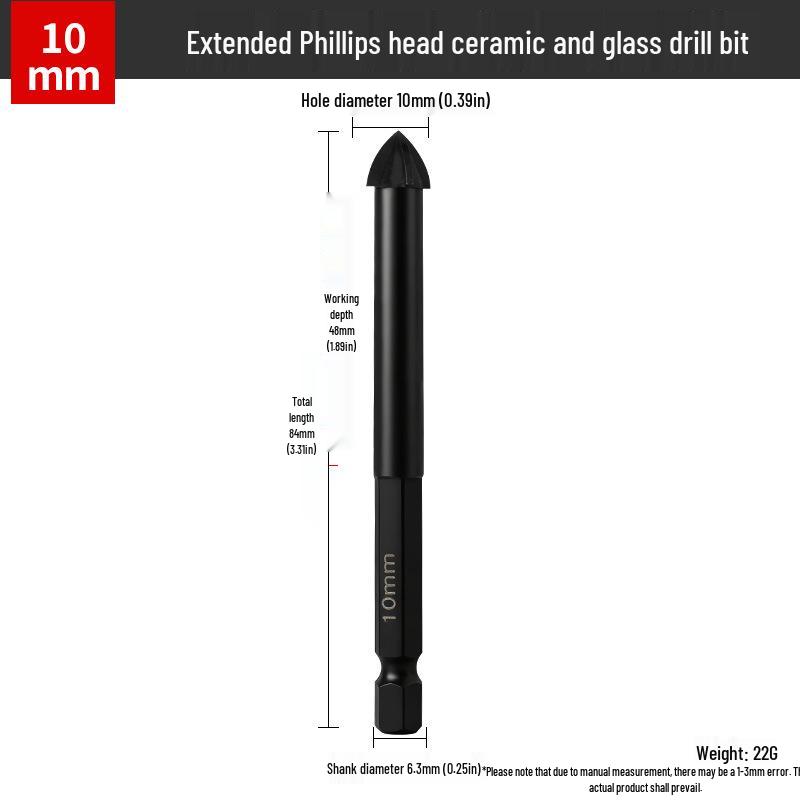 Hex Shank Spiral Flute Drill Bit for Ceramic, Glass, and Tile