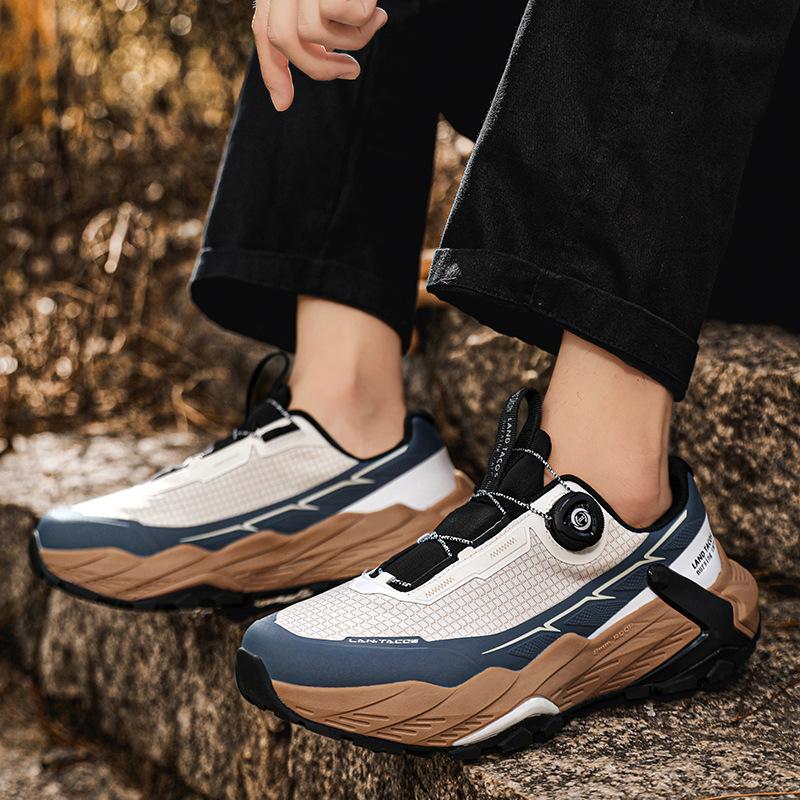 Shijia Men's Rotating Button Non-slip and Wear-resistant Mountaineering Sports Shoes Urban Road Running Shoes Outdoor Off-road Hiking Shoes