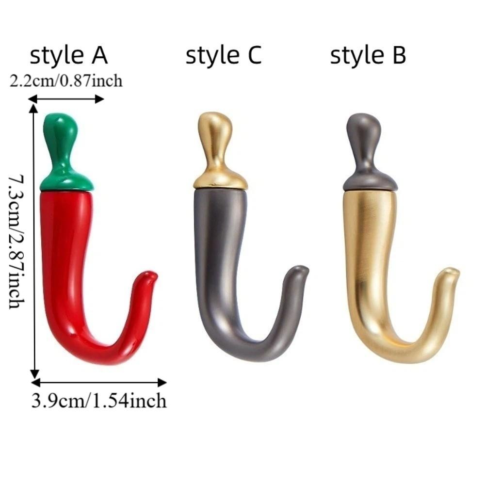 Zinc Zinc Zinc Alloy Wall Hanging Hooks Waterproof Decorative Hooks Chili Clothes Hook Home Storage