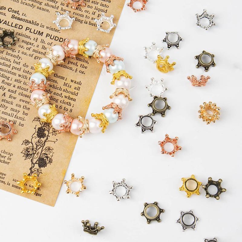 20pcs Jewelry Production Spacer Mini Crown Beads Retro Alloy Bracelet Decorative Accessories DIY Necklace Earring Props TMZ