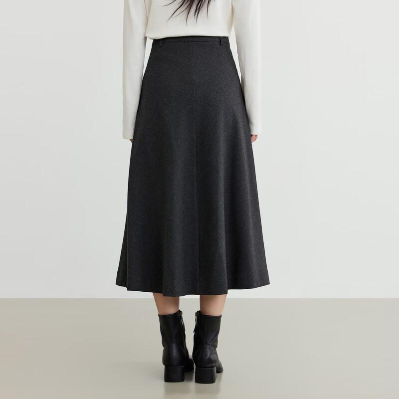 Elva' Island Women's Autumn/Winter Thick Wool-Blend High-Waist Skirt