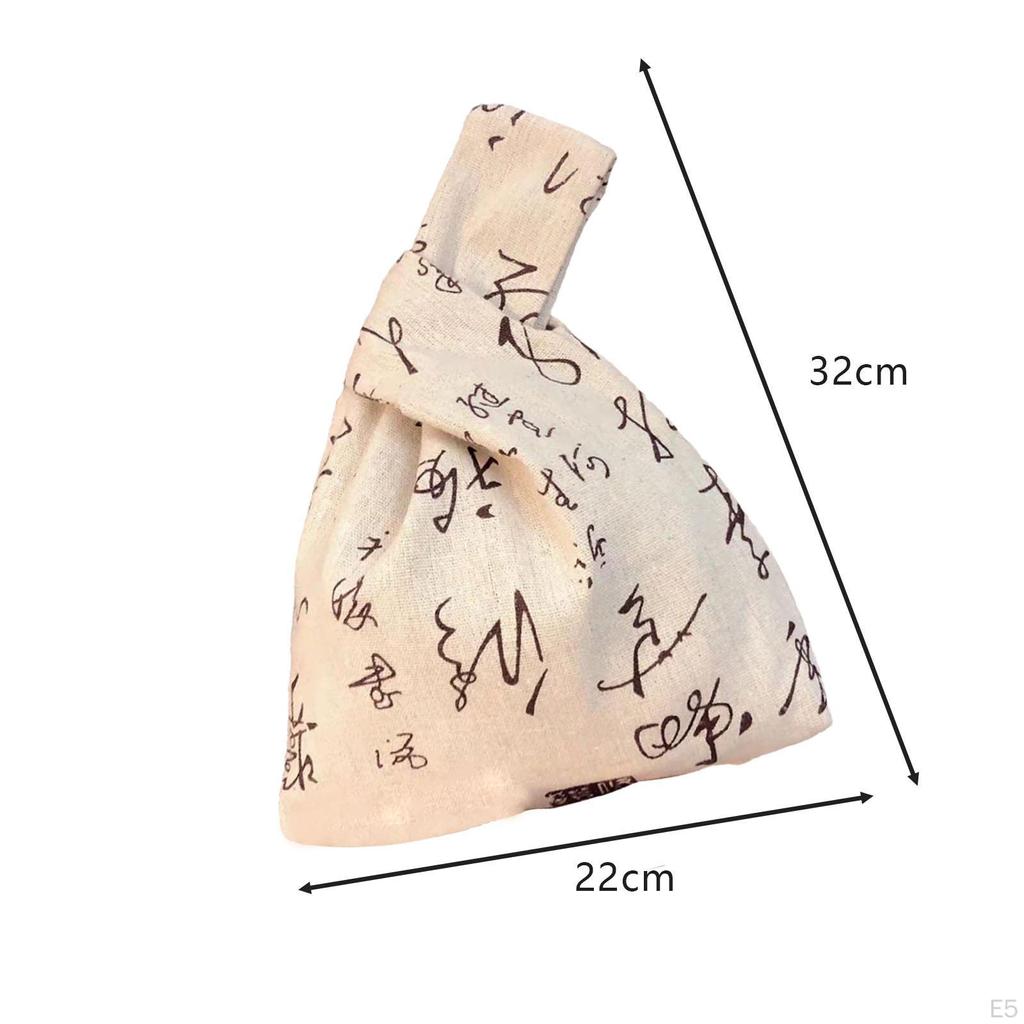 Chinese Calligraphy Pattern Knot Bag Casual Portable Purse for Business Events