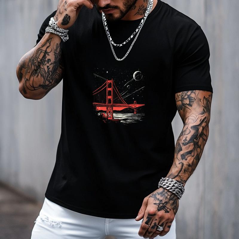 

Loose-fitting, bridge-print crew neck unisex T-shirt S