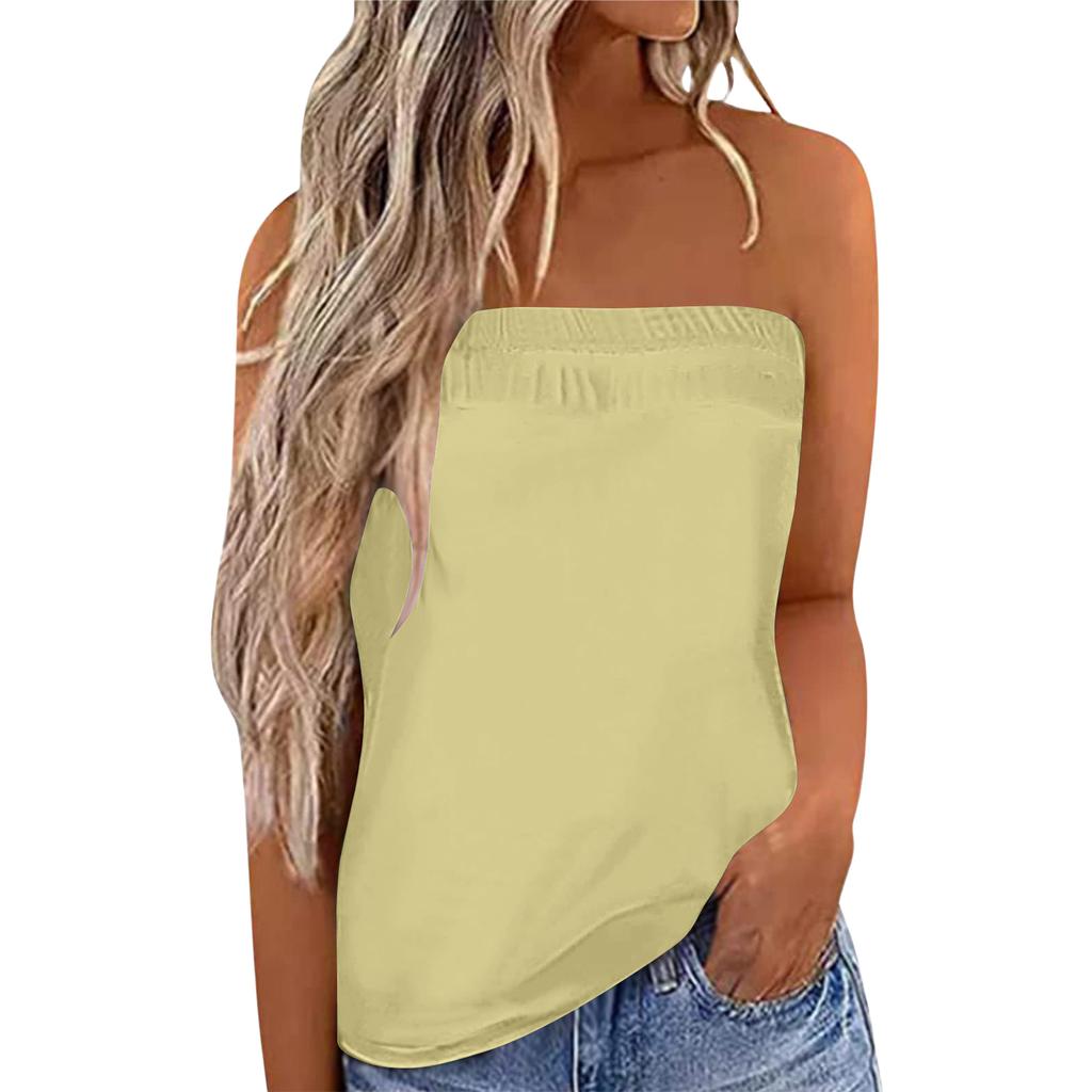 Women’s Bandeau Top Strapless Top Tube Top Boobtube Tops Women Backless Top Crop Top Y2K Clothes for Summer Going Out Tops for Women UK