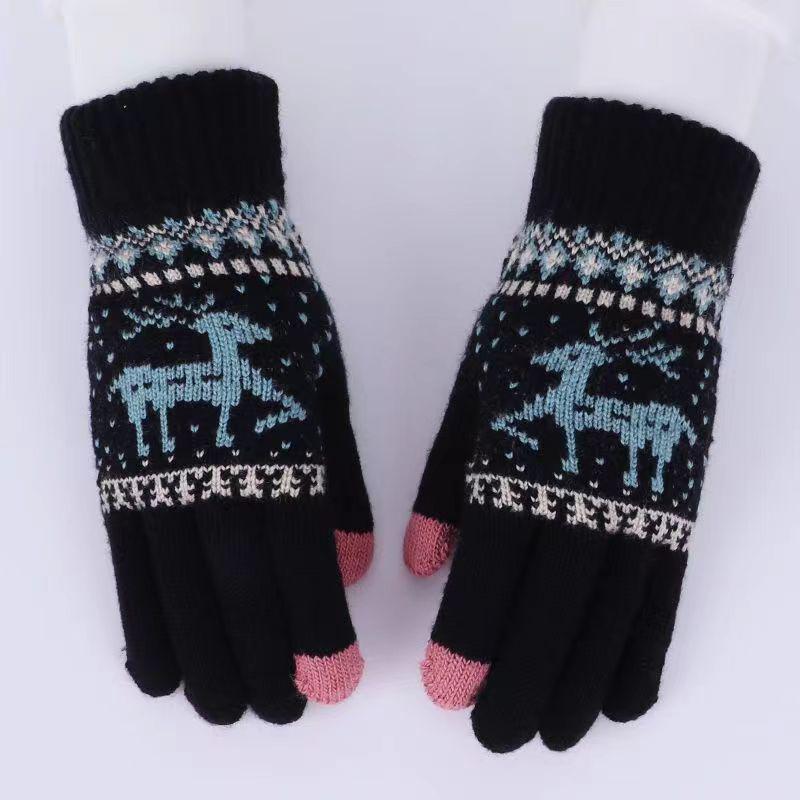 

Unisex Winter Touch Screen Reindeer Knit Gloves чёрный
