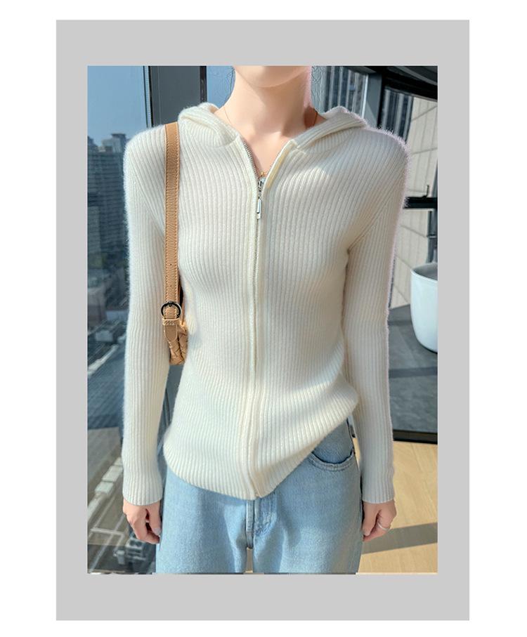 Autumn/Winter 100% Wool Hooded Pullover Sweater: Loose Knit Top Base Layer Hoodie