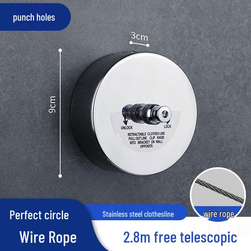 Invisible Stainless Steel Retractable Indoor Clothesline for Bathroom or Balcony