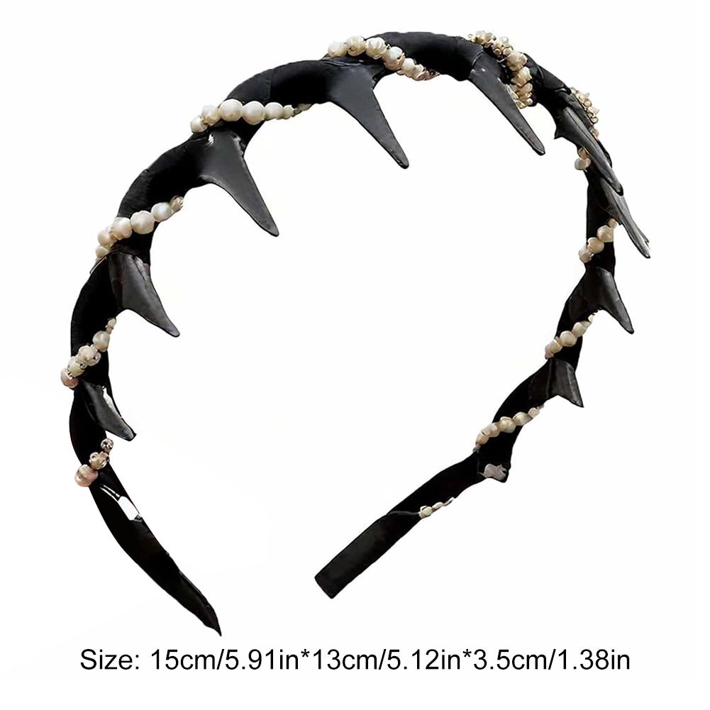 Vintage Velvet Pearl Wave Top Hairband Anti-Slip Toothed Hairband For Women Girls Fashion Sweet Hair Accessories Scrunchies Hoop