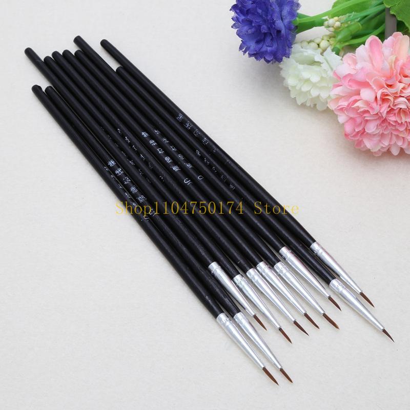10Pcs Nylon Hair Brush Hook Line Pen Artist Watercolor Acrylic Painting Drawing top sale