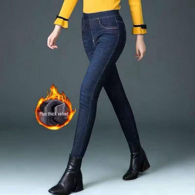 Fleece-Lined High-Waisted Skinny Jeans for Women - 2025 Elastic Slim-Fit Pencil Pants