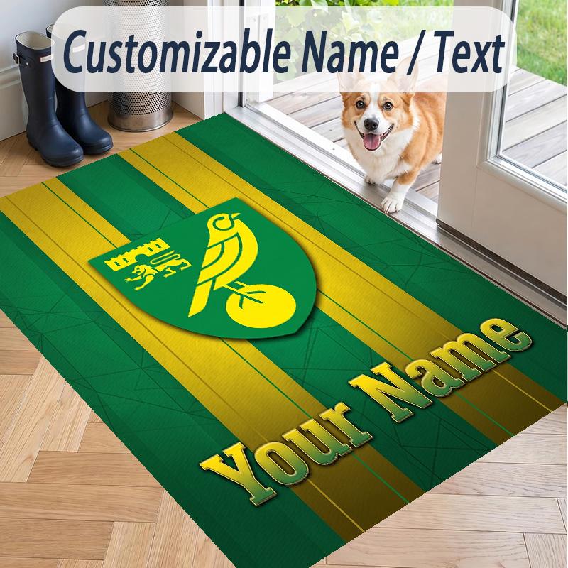 Custom Text Printed Rug Norwich City Non Slip Floor Carpet For Home Room Decor