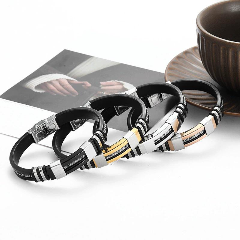 Men's Hip-Hop Titanium Steel & Silicone Bracelet