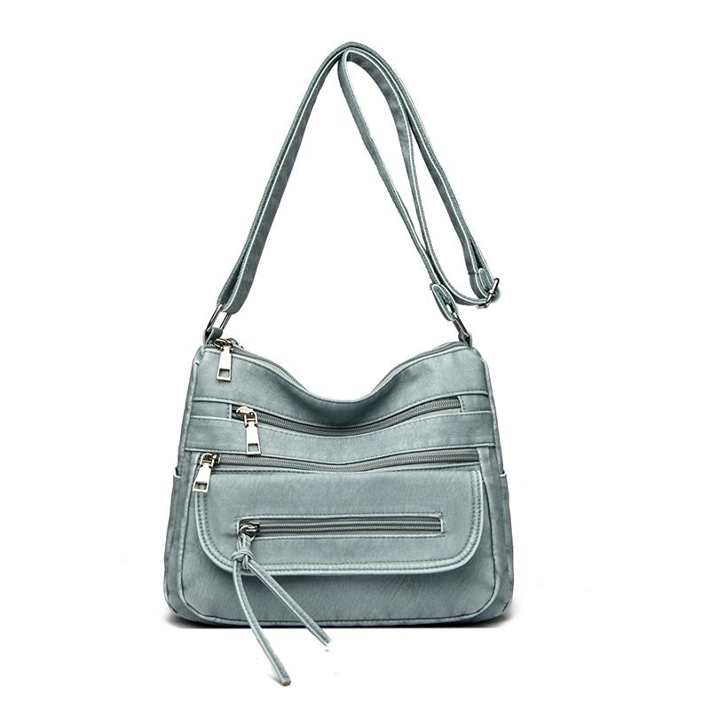 Large Capacity Shoulder Bag Women's Multi-Layer Lightweight Soft Leather Crossbody Bag