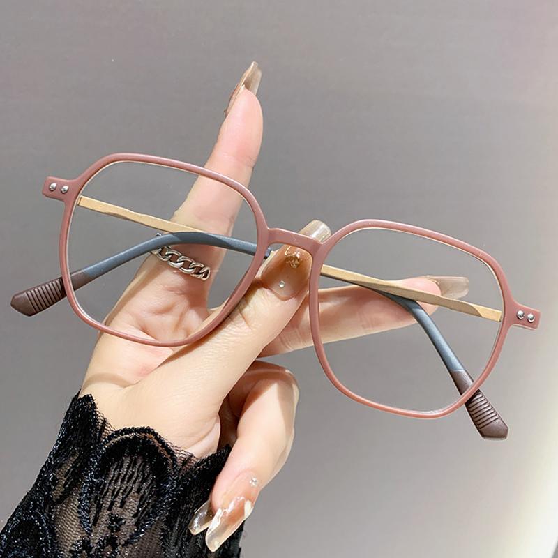 Anti Blue Light Brown Colored Glasses Trendy Bare Face Artifact, Large Frame Glasses Frame, Fashionable Presbyopia Glasses 6081