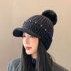 Hat Women's Winter Fleece Knitted Hat Cold-proof and Warm Ear Protector Cap Fashion Thickened Wool Hat