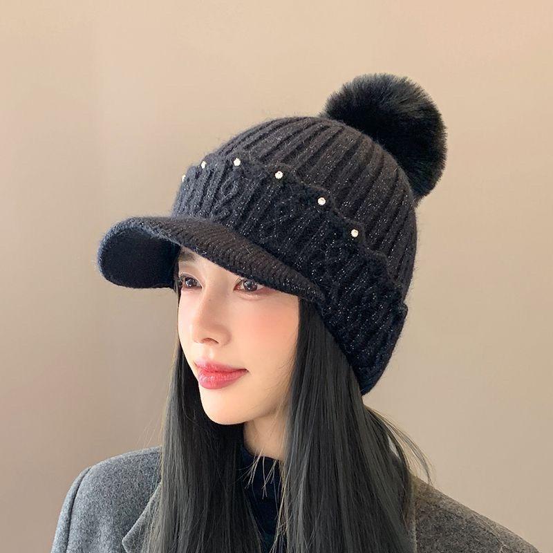 Hat Women's Winter Fleece Knitted Hat Cold-proof and Warm Ear Protector Cap Fashion Thickened Wool Hat