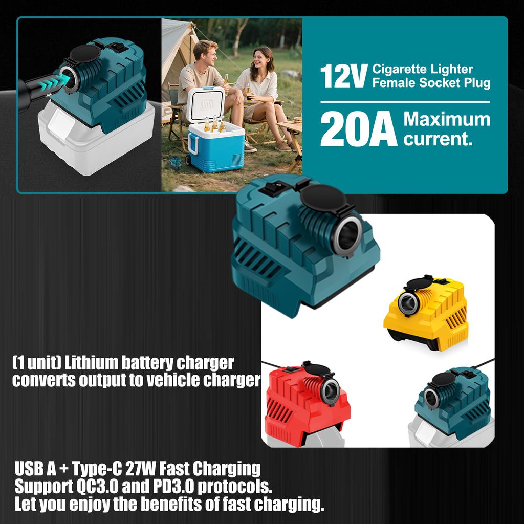 MultiGadget Car Charger Converters Overload Protections Simple Setups Compatible for 18/20V Batteries Power Tool