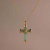 Heart Shaped Cross Pendant Necklace With Pearl Chain For Fashionable Women And Men