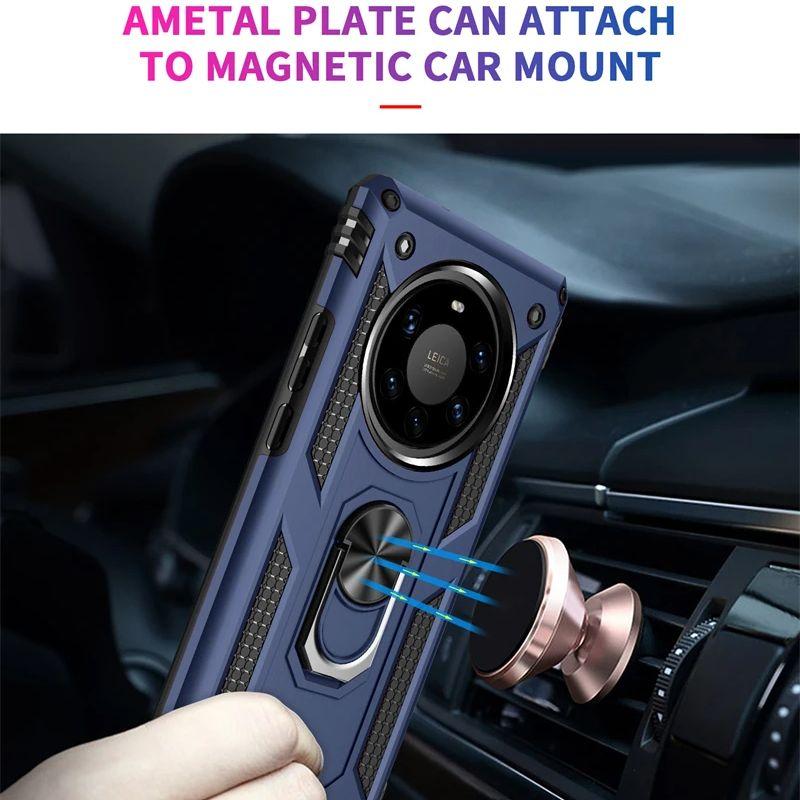 Etui dla Huawei Mate 40 Pro Plus Luksusowy Pancerz Magnetyczny Uchwyt Pierścień Etui na Telefon Dla Mate 40 Lite 40 Pro 40 Wstrząsoodporna Tylna Pokrywa