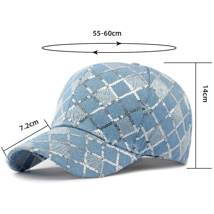 Sequin Baseball Top Cap Hard Womens Outdoor Sun Hat
