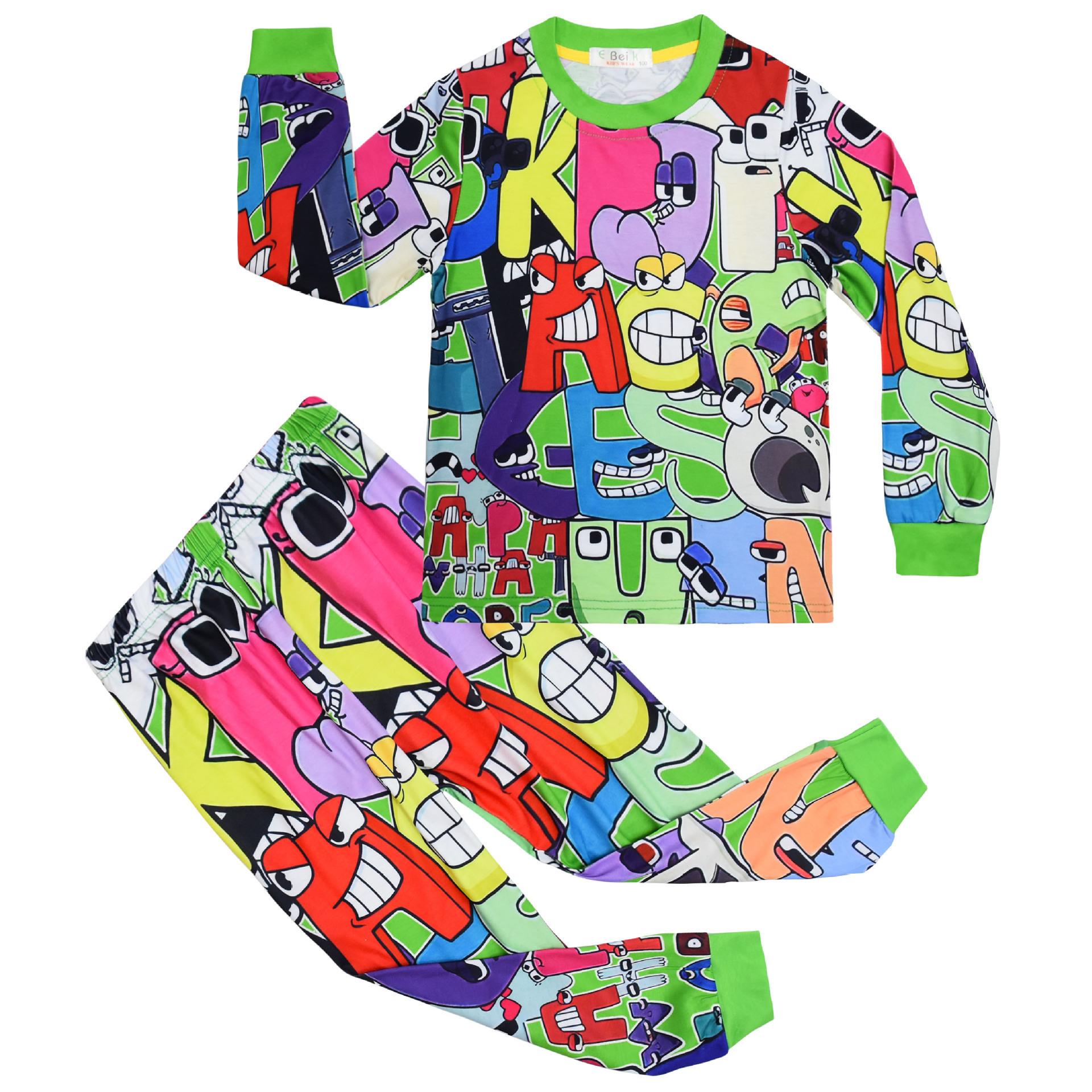 Animated Cartoon Digital Printing Clothing, Children S Long-Sleeved Loungewear Set 7729 110