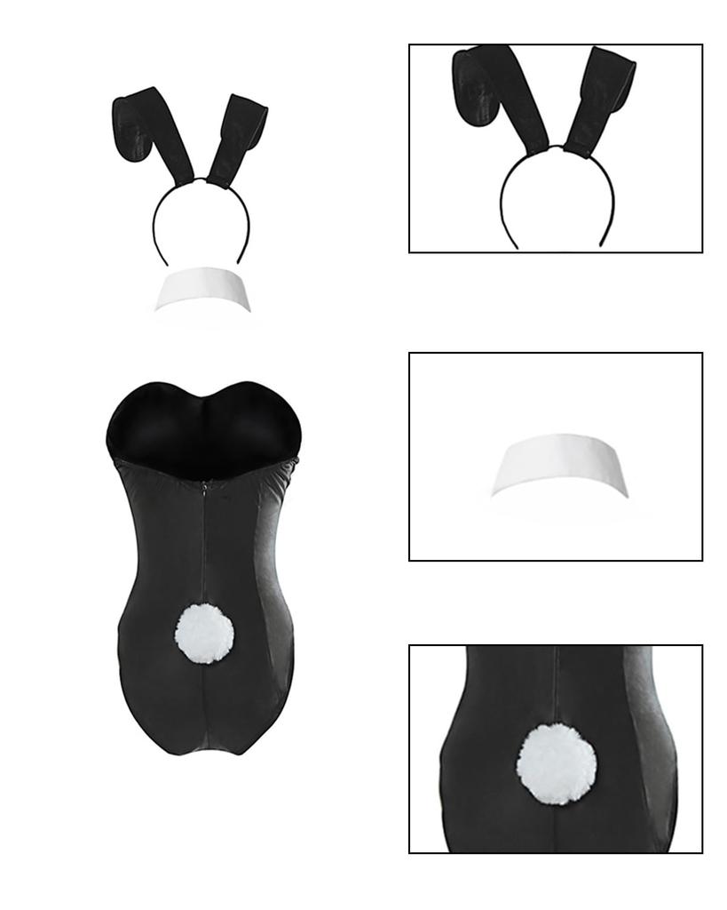 [Vynikající produkt] Roztomilý černý kostým Cosplay Bunny Girl s body, inspirovaný Mai Sakurajimou, ideální pro akce, kostýmové večírky a focení