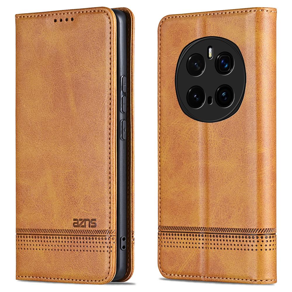 

AZNS For Honor Magic7 Pro 5G Case Cowhide Texture PU Leather Wallet Phone Cover Brown