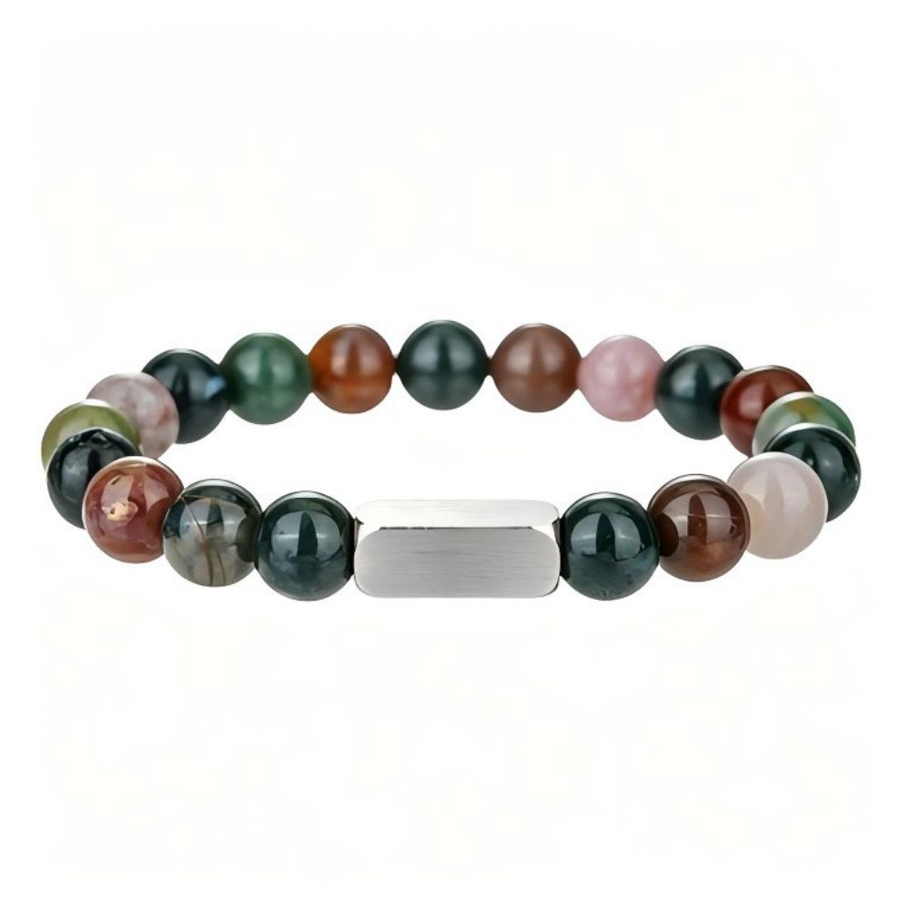 Natural Stone Beaded Bracelet Combination Versatile Stainless Steel Electroplated Square Accessories Simple Bracelet