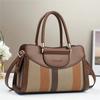 Women's Tote Bag with Brown and White Striped Design, Casual Handbag Large Capacity Top-Handle Bag For Commuting Shopping