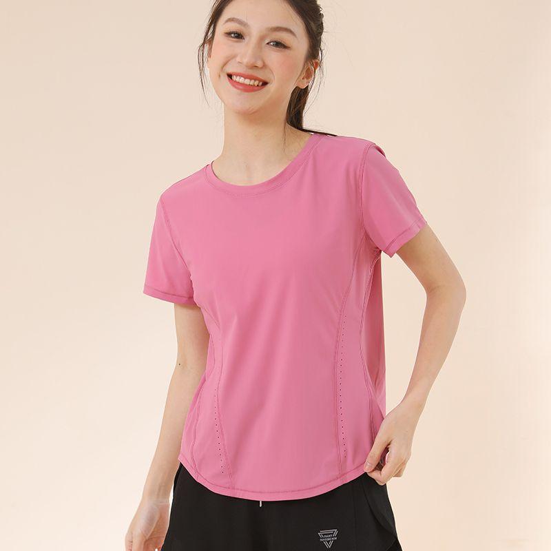 

Новинка больших размеров Одежда для тренировок Женская футболка с коротким рукавом для спорта, йоги и похудения Дышащая Высококачественная для бега больших размеров Женские быстросохнущие топы Rose Red L