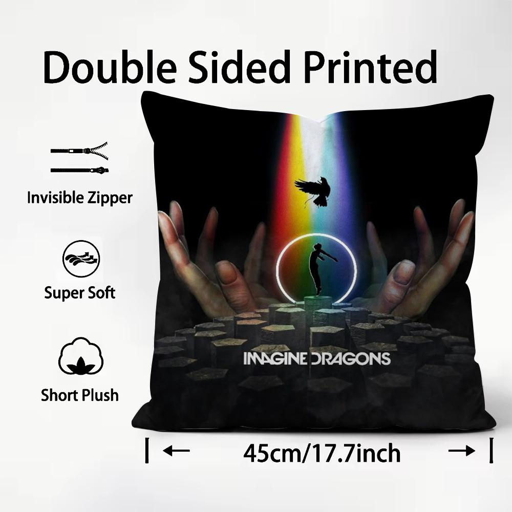 I-Imagine D-Dragons Band Cushion Cover Pattern Printed Pillowcase for Living Room Sofa Cushion Cover & Bedroom Decor